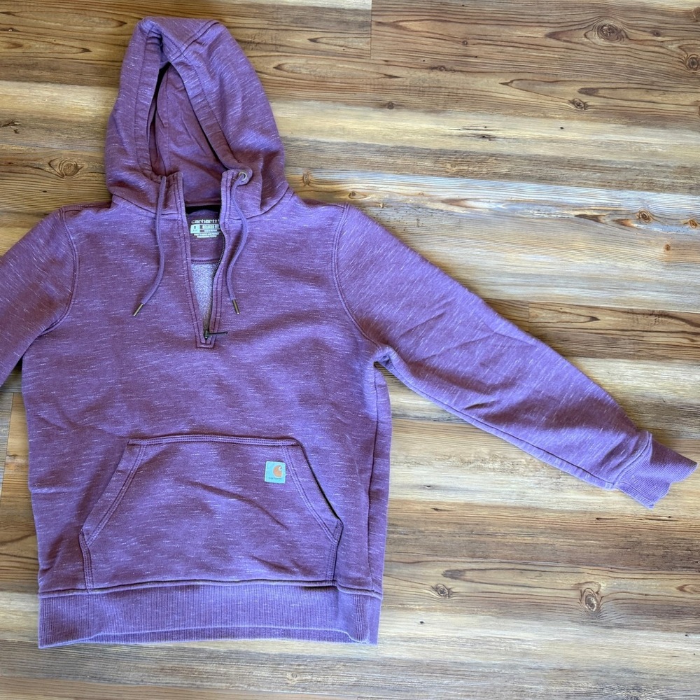 Carhartt Womens Purple Space Dye Quarter Zip Relaxed Fit Hoodie Sweatshirt M